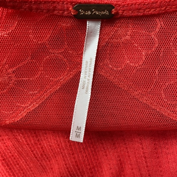 NWT Free People rose crimson ‘Lola’ lace trim top, Medium - Picture 10 of 11